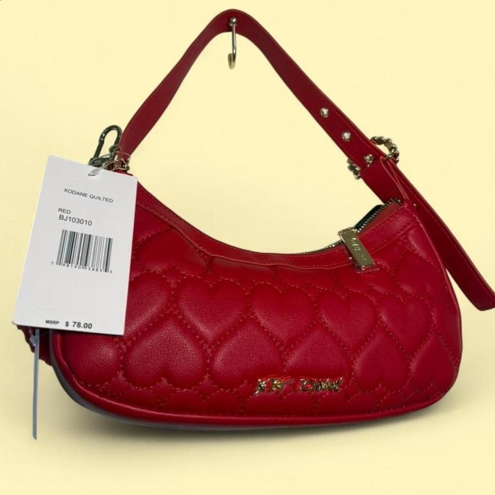 NWT Betsey Johnson Quilted Heart Crescent Shoulder Bag $78